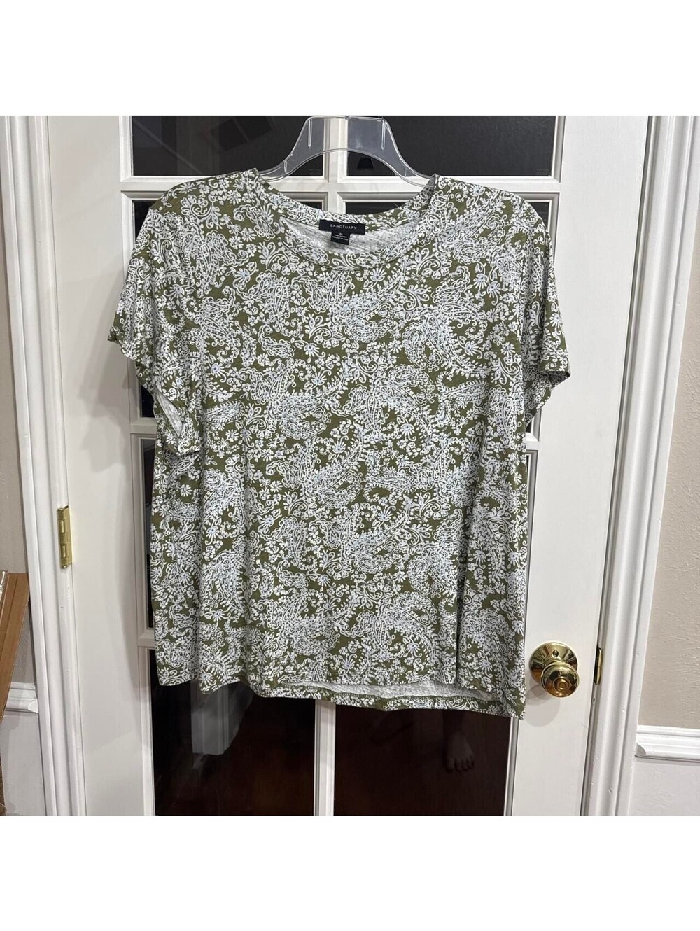 Sanctuary Olive Paisley Floral Slub Knit T-Shirt
